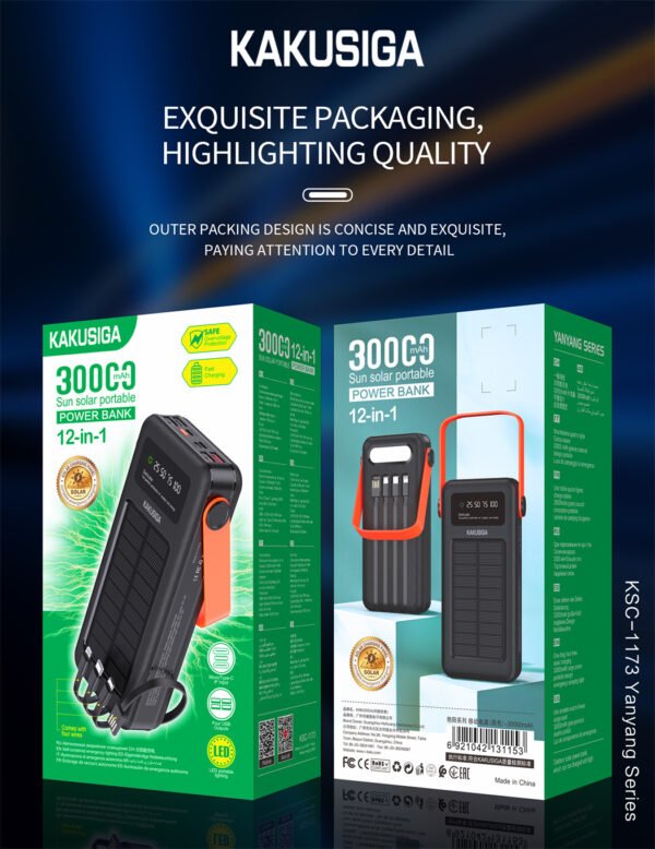 KSC-1173 YANYANG series solar Power Bank-30000mAh - Image 2