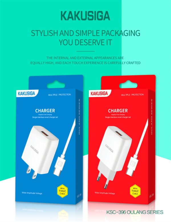 KSC-396 OULANG (2.4A) single port charger set (Lightning, Type-C)(EU)