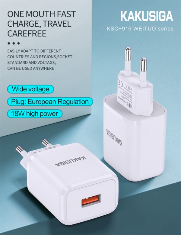KSC-916 WEITUO series QC3.0 single port smart charger (EU) - Image 3