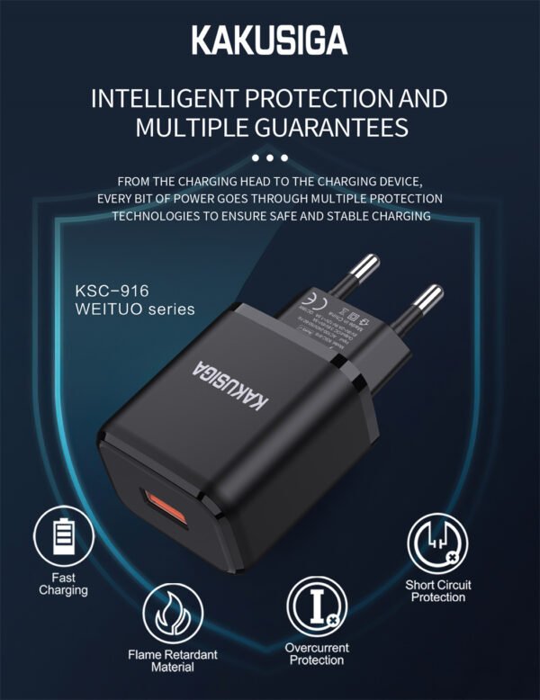 KSC-916 WEITUO series QC3.0 single port smart charger (EU) - Image 4