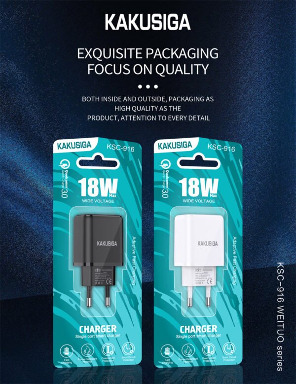 KSC-916 WEITUO series QC3.0 single port smart charger (EU) - Image 2