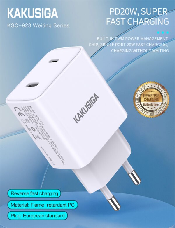 KSC-928 WEITING series PD20W Dual port reverse fast charge charger (EU)