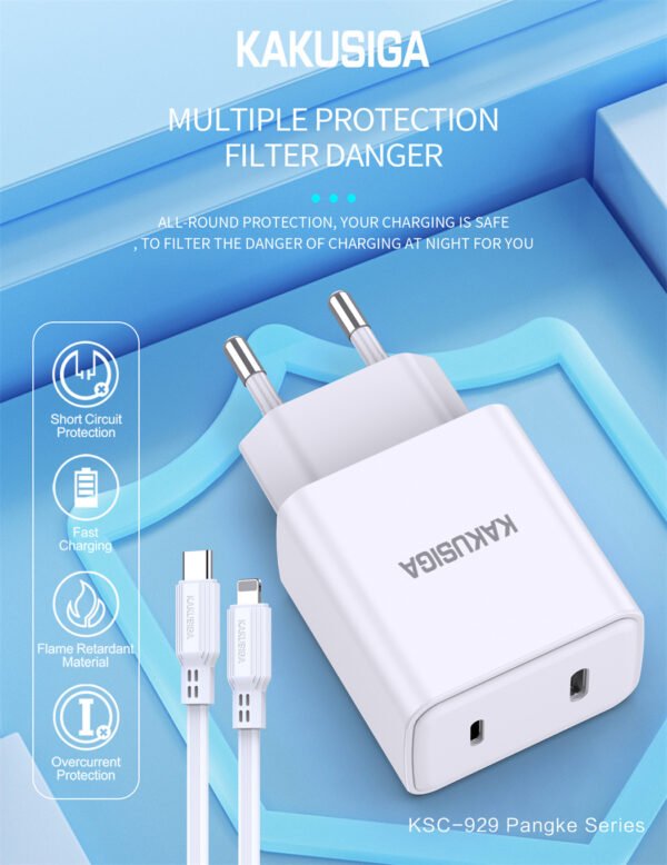 KSC-929 PANGKE series PD20W Dual port  reverse fast charge charger set (Lightning-Type-C) - Image 3