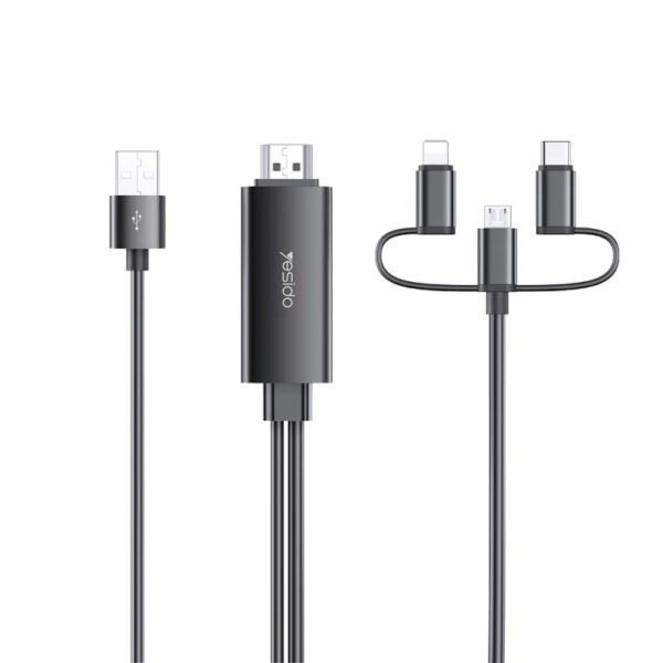 Yesido HM05 3 in 1 HDMI Cable for Lightning & Micro &  Type-C 1.8m