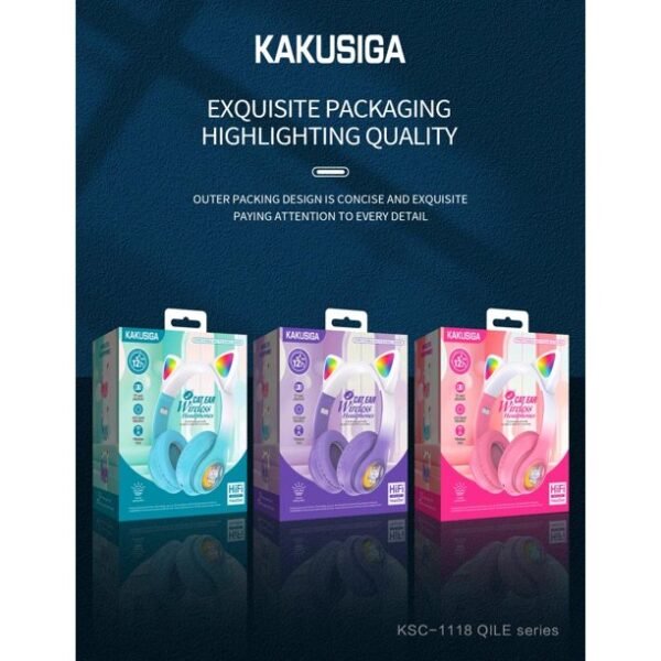 KSC-1118 QILE Series Cat ear headset Wireless earphones - Image 4