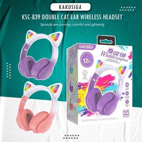 KSC-839 DOULE Cat ears Wireless headset - Image 2